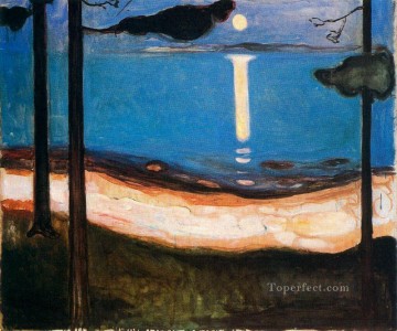 150の主題の芸術作品 Painting - 月の光 1895年 エドヴァルド・ムンク 表現主義
